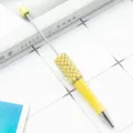 Boligrafo DIY con pedreria y perlas brillantes con cuerpo amarillo para manualidades. - Estilo perla / Amarillo Caramelo