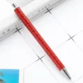 Roter Glitzer Einziehbar Kugelschreiber Metallisch Glanz Glatt Schreiben Büro Stift - Hellrot (Silberne Teile)
