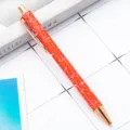 Stylo à bille rétractable en métal rouge avec motifs de cœur mignons pour le bureau - Modèle Saint-Valentin B-Rouge