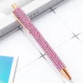 Pink pearl rhinestone ballpoint pen luxury metal click pen for office school gift stationery - Violet