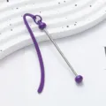 DIY metal beaded bookmark with purple hook and decorative rod for student gift reading. - Deep purple