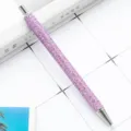 Lila Glitzer Kugelschreiber mit Druckmechanik und edlem Metallgehäuse für Büro und Schule. - Hellviolett (Silberne Teile)