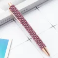 Rose gold crystal pearl ballpoint pen, elegant pink beaded click pen for office and school supplies. - Deep Rose Red