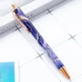 Metal click ballpoint pen with purple marble pattern and rose gold trim for office or school. - Hot Stamping Dark Purple Marble Pattern