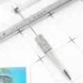 Silver DIY rhinestone beadable ballpoint pen featuring sparkling crystal middle section. - Rhinestone Wrapped Style / Silver