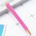 Pink pearl rhinestone ballpoint pen rose gold metal retractable writing pen gift office stationery - Bright Rose Red