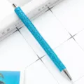 Blaue Glitzer Kugelschreiber mit Metallspitze, glänzendes Design für Büro und Schule ideal. - Blau (Silberne Teile)