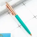 Türkisfarbener und roségoldener Metallkugelschreiber mit Klickmechanismus für Büro. - Pfauenblau