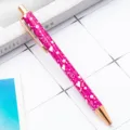 Stylo à bille en métal rose créatif avec joli motif de cœur pour l'école et le bureau. - Modèle Saint-Valentin C-Rose Rouge