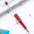 Στυλό DIY με κόκκινα στρας και κομψό μεταλλικό σώμα για καθημερινή χρήση και διακόσμηση. - Κόκκινο (στιλ ζάχαρης)