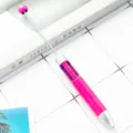 Bolígrafo de cuentas de 4 colores DIY con puntero retráctil, bolígrafo multicolor creativo - Rosa rojo