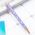 Stylo à bille en métal violet avec motifs de cœurs, design clic fluide pour bureau et école. - Modèle Saint-Valentin C-Violet