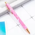 Stylo à bille en métal rétractable avec motif de cœur rose, outil d'écriture élégant. - Modèle Saint-Valentin D-Rose