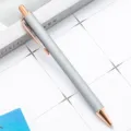 Metal retractable ballpoint pen with matte grey finish and rose gold accents for office. - Frosted Silver