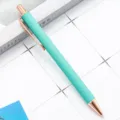 Mint green ballpoint pen with rose gold metal clip and tip, smooth retractable writing tool. - Frosted Blue-Green
