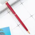 Rode metalen balpen met roségouden accenten en kristallen top, elegante cadeauvariant. - Transparant Rood