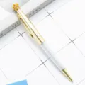 Gold crown crystal ballpoint pen with sparkling rhinestones, elegant metal office stationery. - Electroplated Gold