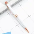 Elegant white rose gold crown crystal ballpoint pen, luxury metal office and school stationery. - White Rose