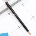 Sleek black and rose gold metal ballpoint pen for business office use, smooth writing tool. - Black