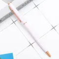 Pink metal ballpoint pen with rose gold trim, sleek design for business and office use. - Candy Light Pink