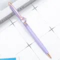 Purple metal ballpoint pen with rose gold clip and large crystal diamond ornament for gifts. - Purple