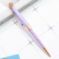 Purple crown crystal ballpoint pen with rose gold trim and sparkling rhinestones for office. - Candy Purple