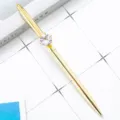 Luxury gold metal ballpoint pen with a sparkling large diamond decor for office and gift use. - Electroplated Gold