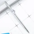 Silver metal ballpoint pen with large crystal diamond top, elegant office school stationery item. - Electroplated Silver