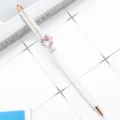 White and rose gold crystal diamond ballpoint pen for elegant office and school stationery. - White