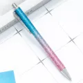 Blue to pink glitter metal ballpoint pen, stylish click retractable design for office and gifts. - Blue-Pink Gradient