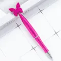Cute pink glitter butterfly ballpoint pen for students and office supplies, smooth writing. - Glitter Rose Red