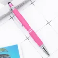 Rosa Metall 2-in-1 Kugelschreiber mit Eingabestift Spitze und strukturiertem Griff für Alltag. - Fuchsia