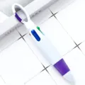 Portable carabiner multi-color ballpoint pen, white and purple variant for daily use. - Purple