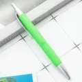 Retractable ballpoint pen with rubberized colorful body, silver clip and tip for business gifts. - Light Green