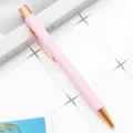 Stylo à bille en métal rose avec des détails en or rose, papeterie élégante et rétractable. - Rose Bonbon