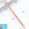 Rose gold metal ballpoint pen with sparkling crystal Mickey head design for students. - Electroplated Rose Gold