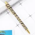 Retractable metal ballpoint pen with gold glitter tiger stripe pattern for office and gifts. - Electroplated Gold Zebra