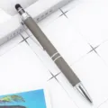 Metall Touchscreen Kugelschreiber mit Gummispitze, glattes Schreiben und graues Design. - Grau