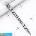 Retractable metal ballpoint pen with glitter zebra pattern for office and school use. - Electroplated Silver Zebra