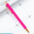 Elegante roze glitter metalen balpen met roségouden clip voor kantoor en school. - Geverfd Rozerood
