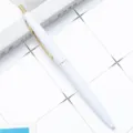 Minimalistische witte intrekbare balpen met gouden clip voor kantoor en cadeau - Wit