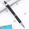 Metall Kugelschreiber und Eingabestift 2 in 1 Touchscreen Stift mit schwarzer Gummierung - Schwarz