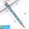 Blue glitter ballpoint pen with rose gold clip, stylish tiger stripe pattern for office gift use. - Blue Zebra Stripe