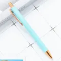 Mintgroene glitter balpen met roségouden metalen clip en punt voor kantoor briefpapier. - Gelakt Blauw