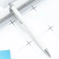 White glitter retractable ballpoint pen, stylish metallic accents for office and school stationery. - White with Silver Parts