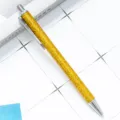 Gold glitter retractable ballpoint pen for office and school stationery, smooth writing tool. - Golden Yellow (Silver Components)