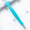 Penna a sfera rotante a stella creativa in plastica simpatica cancelleria ufficio - Punta a Proiettile 1,0 mm / Celeste
