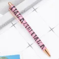 Pink glitter zebra print metal ballpoint pen, smooth click writing pen for office and school. - Pink Zebra Print