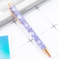 Stylo à bille en métal à motif de cœur violet avec clip or rose et bouton poussoir. - Modèle Saint-Valentin D-Violet