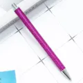 Rosa Glitzer Kugelschreiber mit Metallspitze, stilvolles einziehbares Design für Büro und Schule. - Dunkles Rosenrot (Silberteile)